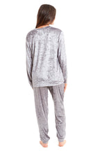 OLIVIA ROCCO Women's Crushed Velvet Pyjama Set Top And Pants Soft Loungewear In Multiple Sizes And Elegant Colours For Comfort
