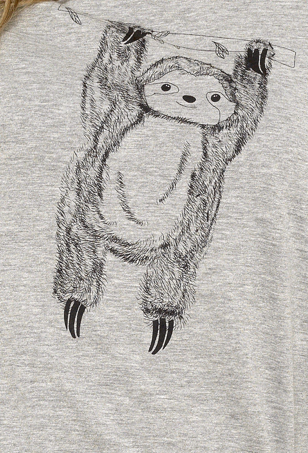 OLIVIA ROCCO Women's Grey Cotton Pyjama Set With Lazy Sloth Design, Long Sleeve Sleepwear For Her, Comfortable Nightwear