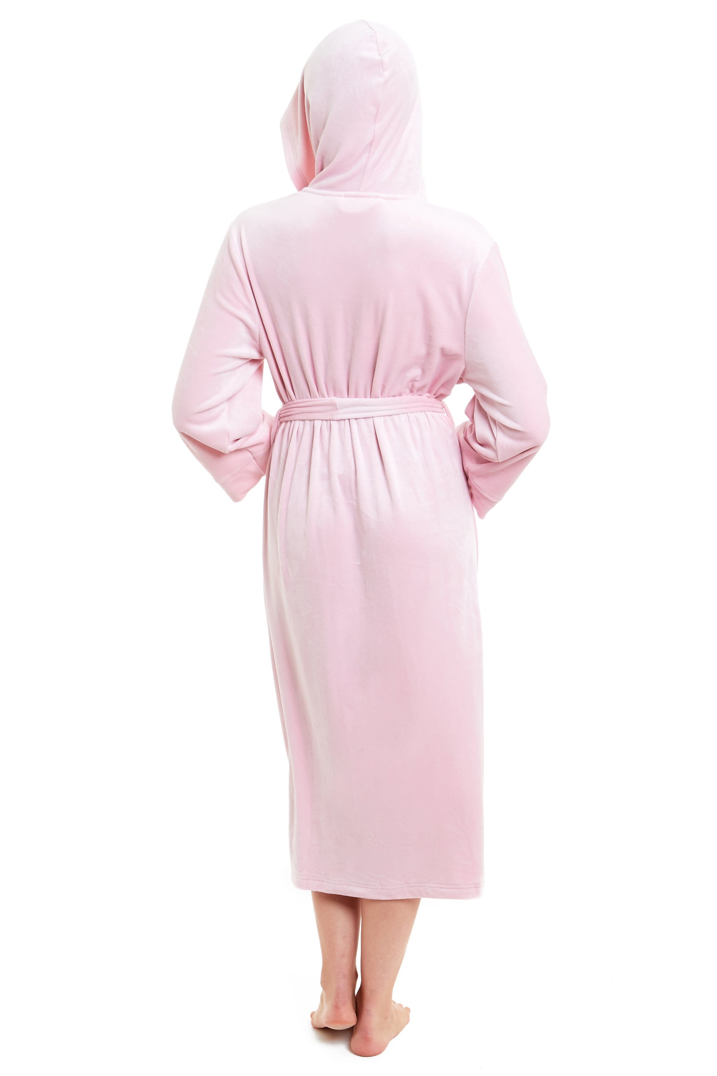OLIVIA ROCCO Women's Velour Hooded Bathrobe Soft Touch Loungewear One Size Plush Comfort Luxury Dressing Gown Full Length
