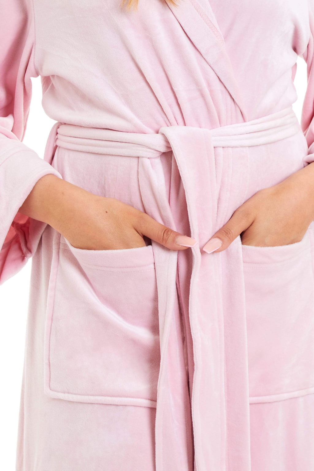 OLIVIA ROCCO Women's Velour Hooded Bathrobe Soft Touch Loungewear One Size Plush Comfort Luxury Dressing Gown Full Length