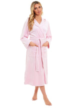 OLIVIA ROCCO Women's Velour Hooded Bathrobe Soft Touch Loungewear One Size Plush Comfort Luxury Dressing Gown Full Length