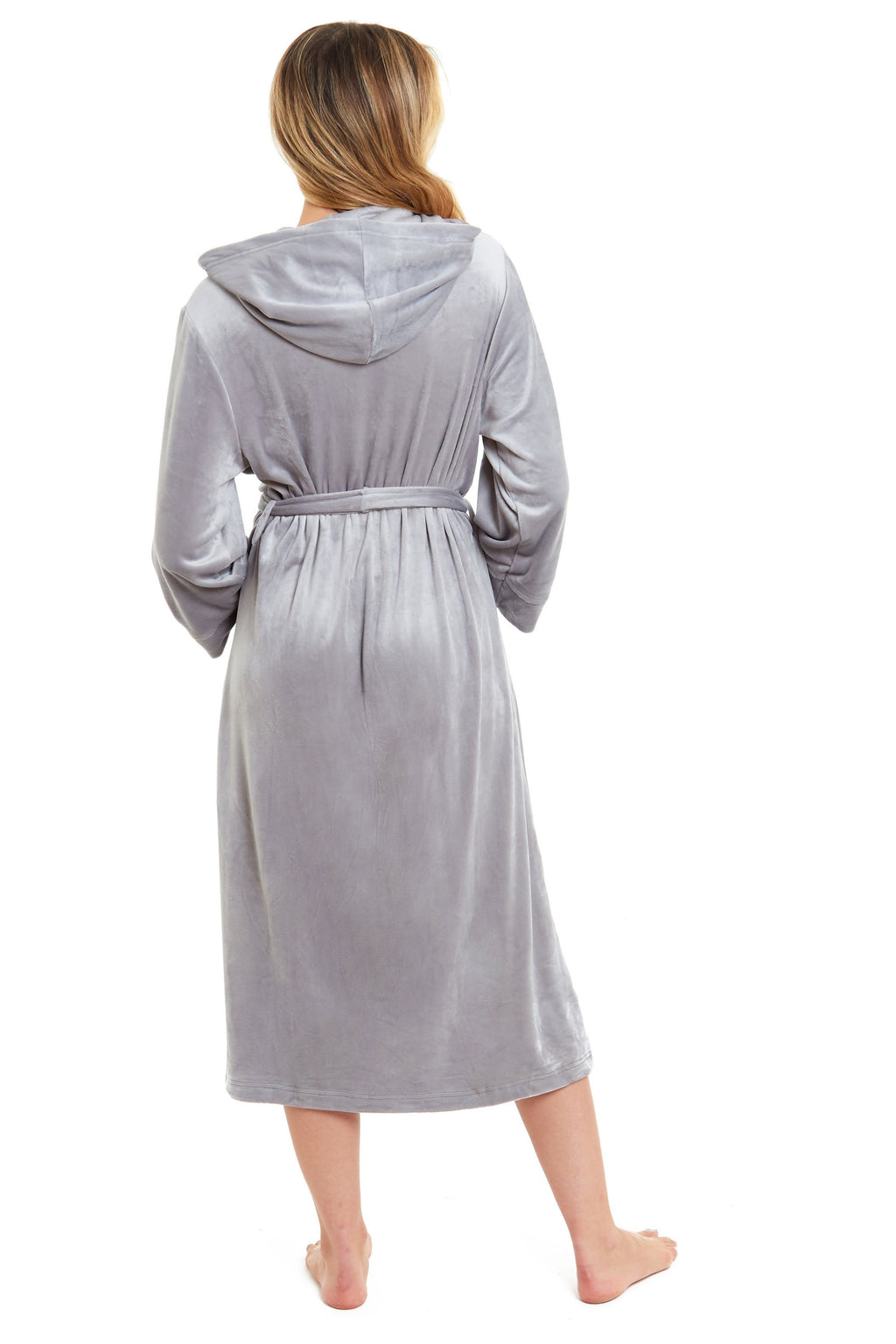 OLIVIA ROCCO Women's Velour Hooded Bathrobe Soft Touch Loungewear One Size Plush Comfort Luxury Dressing Gown Full Length