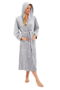 OLIVIA ROCCO Women's Velour Hooded Bathrobe Soft Touch Loungewear One Size Plush Comfort Luxury Dressing Gown Full Length