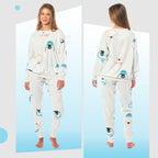 OLIVIA ROCCO Womens Soft Fleece Pyjama Set With Long Sleeve Penguins And Polar Bears Print Warm Cozy Loungewear Sleepwear For Ladies