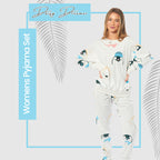 OLIVIA ROCCO Womens Soft Fleece Pyjama Set With Long Sleeve Penguins And Polar Bears Print Warm Cozy Loungewear Sleepwear For Ladies