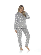 OLIVIA ROCCO Womens Stars Plush Fleece Hooded Pyjama Set Teddy Fabric Nightwear Soft Warm Cosy Lounge Multiple Sizes Boutique