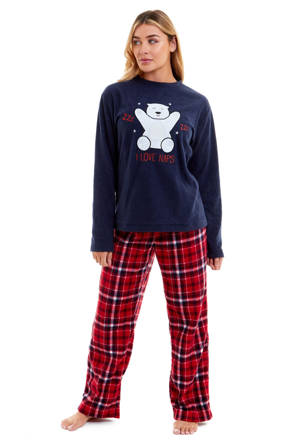 OLIVIA ROCCO Women's Polar Bear Fleece Pyjama Set Cozy Winter Sleepwear Festive Christmas Gift Nightwear Daisy Dreamer All Sizes