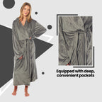 OLIVIA ROCCO Womens Stripe Jacquard Soft Warm Long Dressing Gown With Belt Pockets Shawl Collar Loungewear Robe Daisy Dreamer