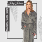 OLIVIA ROCCO Womens Stripe Jacquard Soft Warm Long Dressing Gown With Belt Pockets Shawl Collar Loungewear Robe Daisy Dreamer