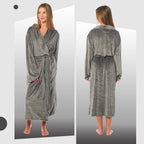 OLIVIA ROCCO Womens Stripe Jacquard Soft Warm Long Dressing Gown With Belt Pockets Shawl Collar Loungewear Robe Daisy Dreamer