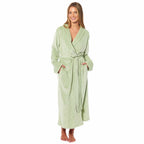 OLIVIA ROCCO Womens Stripe Jacquard Soft Warm Long Dressing Gown With Belt Pockets Shawl Collar Loungewear Robe Daisy Dreamer