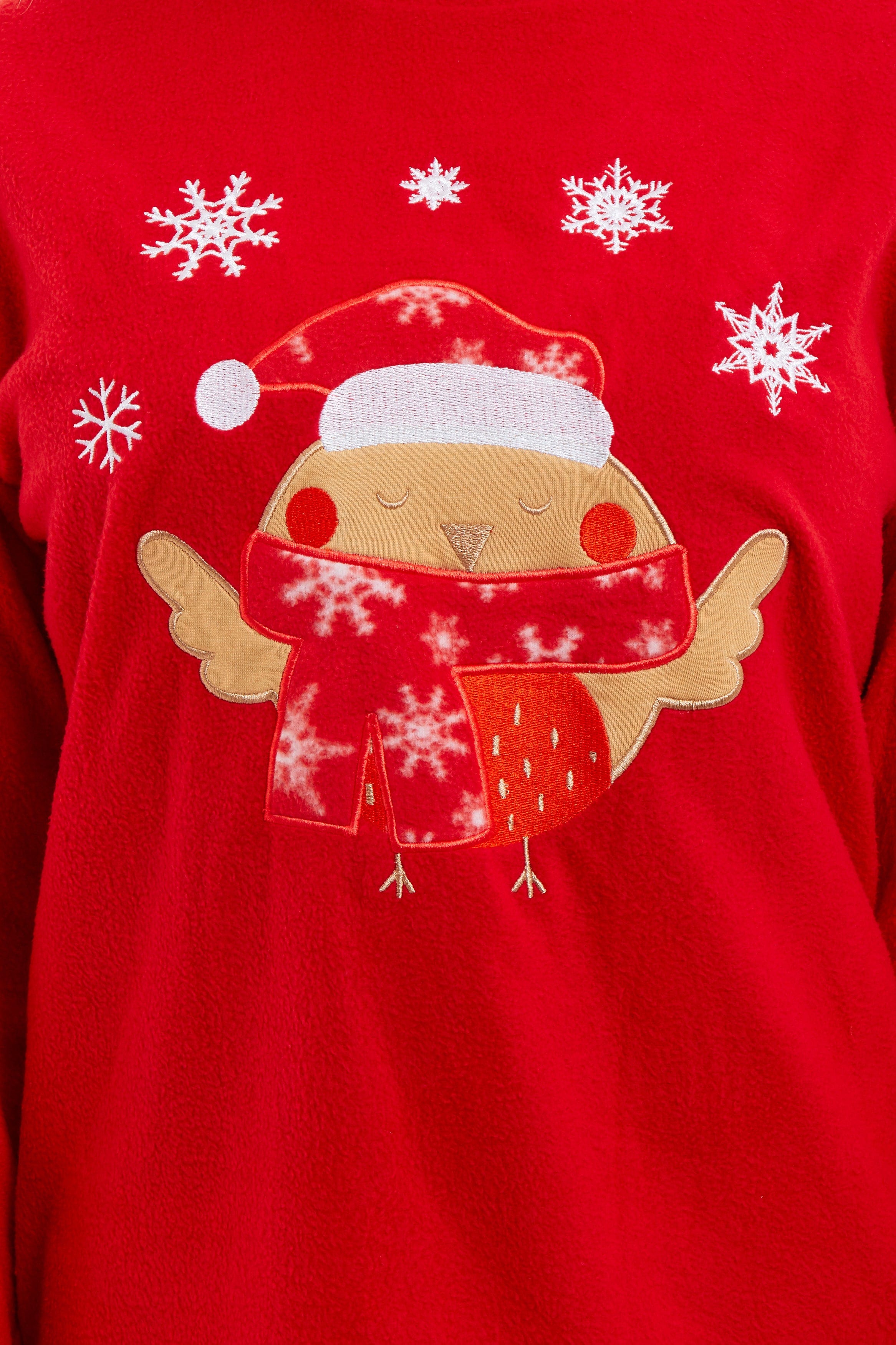OLIVIA ROCCO Women's Polar Fleece Pyjama Set Festive Robin Design Warm Winter Nightwear Loungewear Christmas Gift For Women - Nest UK