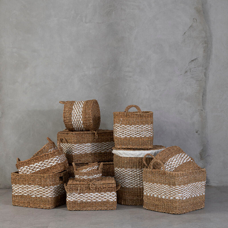 Lidi Seagrass Basket with Lid and Lining | Oval Multi