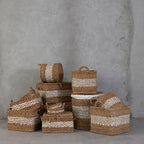 Lidi Seagrass Basket with Lid and Lining | Oval Multi