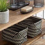 Set of Five Black and White Woven Storage Baskets | Nautical