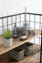 Set of Five Black and White Woven Storage Baskets | Nautical
