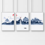 Zen decor for bedroom | set of 3 Japanese wall art prints